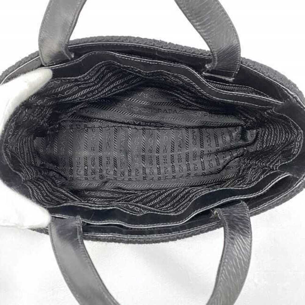Prada Handbag Black Nero Black MAGLIA VITELL Wool Leather Triangle Logo Plate - Picture 5 of 10